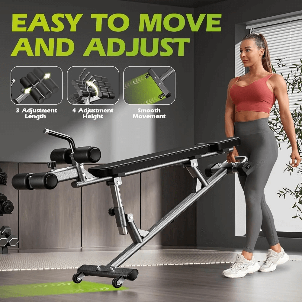 Adjustable Sit-Up Bench with Reverse Crunch Handle - SF3442, easy to move and adjust for home or gym workouts.